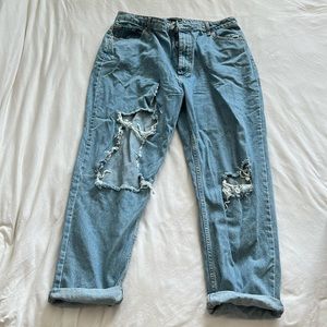 Mega Ripped Cuffed Mom Jeans Size 34